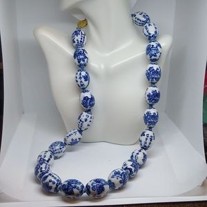 Vintage Chinese Blue & White calligraphy Porcelain